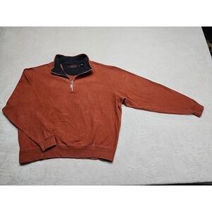 Carboustic 1/4 Zip Collar Pullover Orange Heavy Weighted Size Large